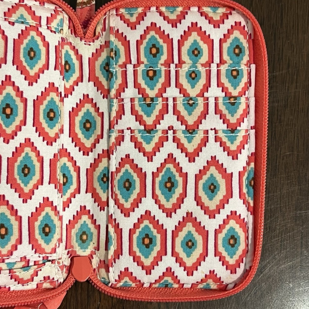 Vera Bradley Wristlet  "Call Me Coral" Compact Purse Retired Pink Paisley Small - Picture 7 of 7